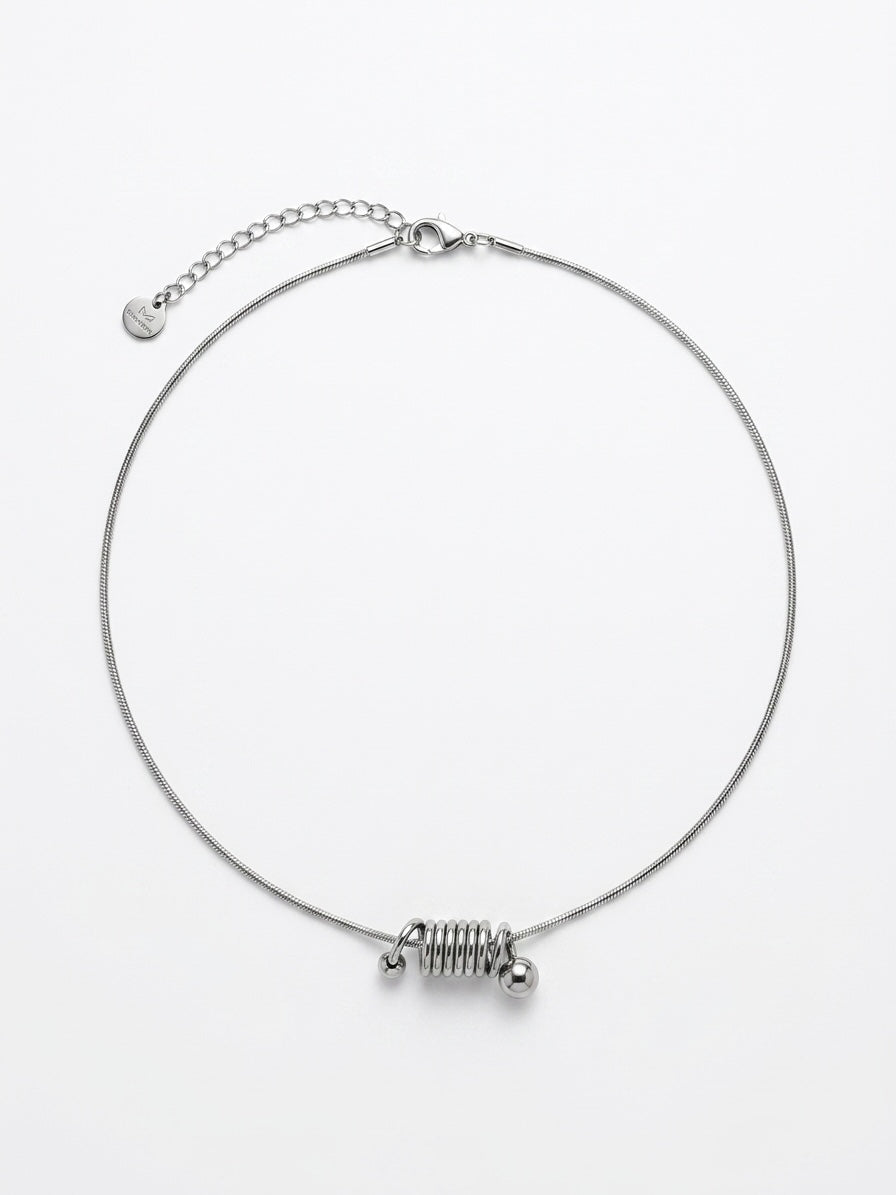 SILVER COIL SLIDER SNAKE CHAIN NECKLACE