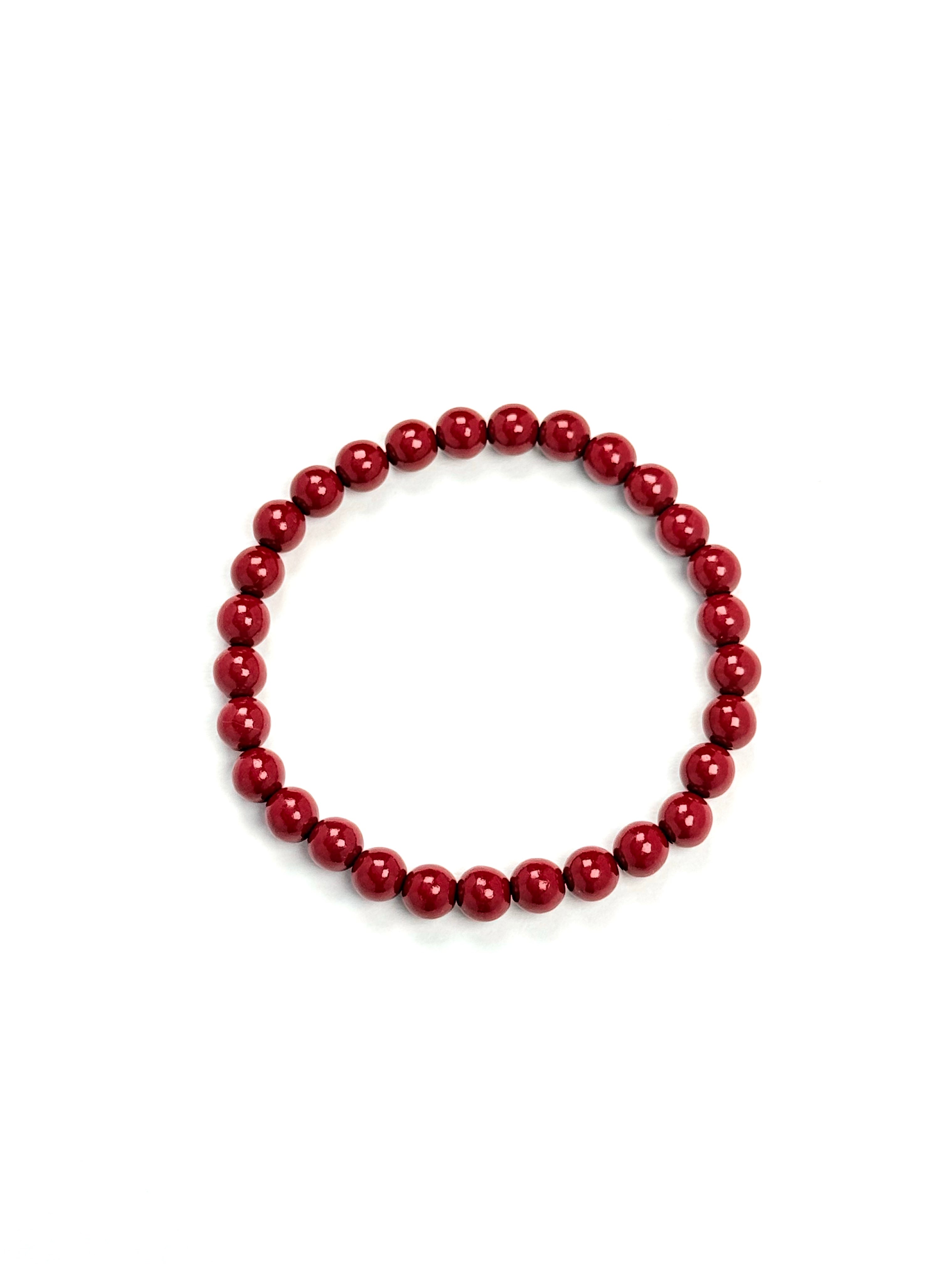 NATURAL CINNABAR BEAD BRACELET
