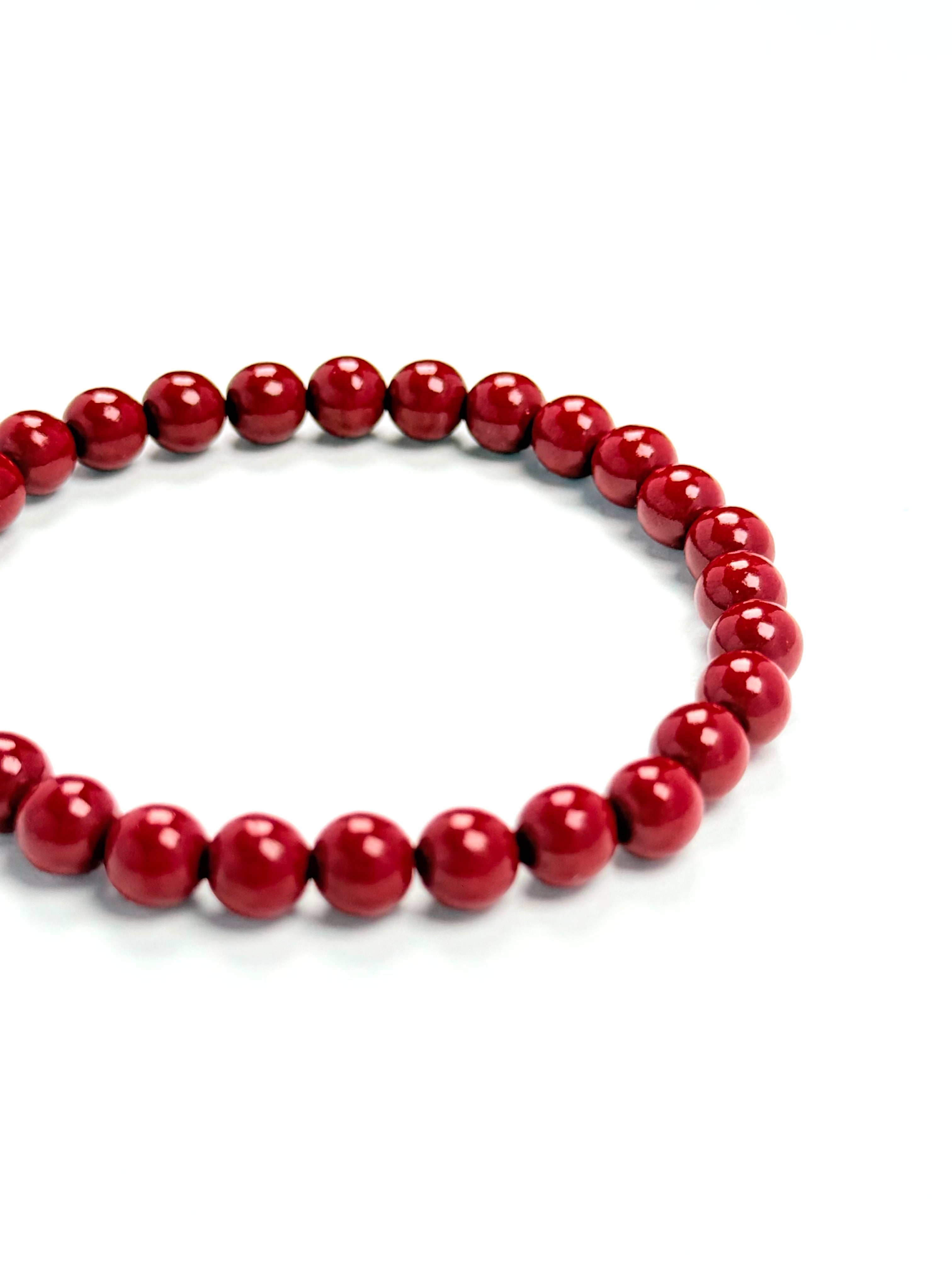 NATURAL CINNABAR BEAD BRACELET