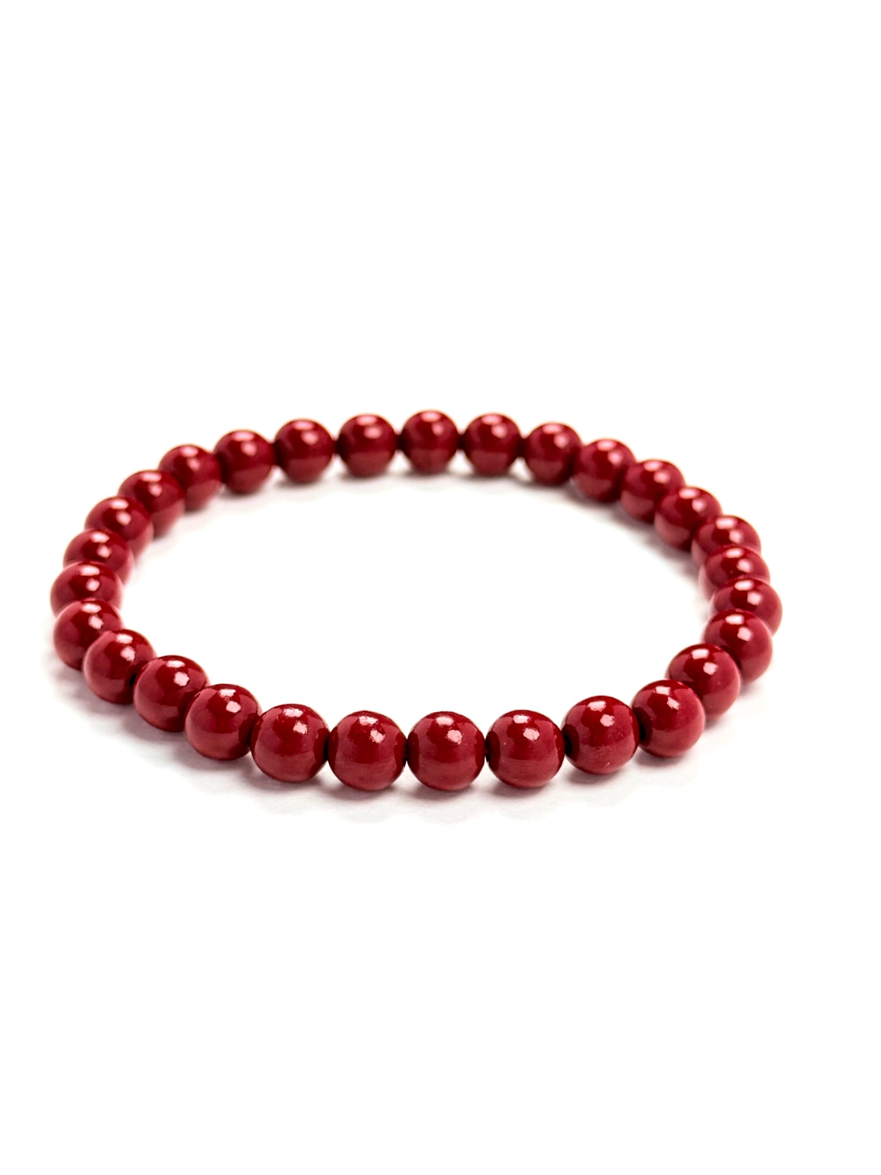 NATURAL CINNABAR BEAD BRACELET
