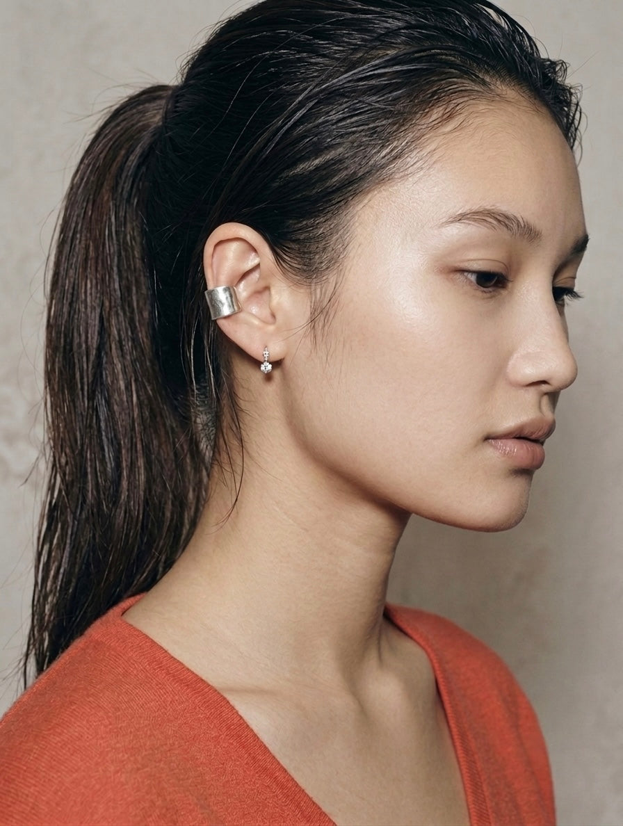 VINTAGE MATTE WIDE ARCHED EAR CUFF - SILVER