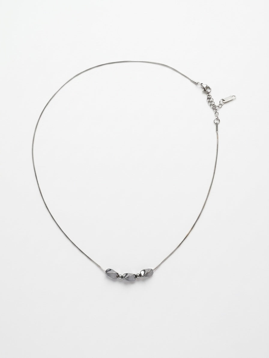 SILVER TRIO ORGANIC RIBBON SNAKE CHAIN NECKLACE