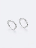 SILVER FACETED BEAD HOOP EARRINGS