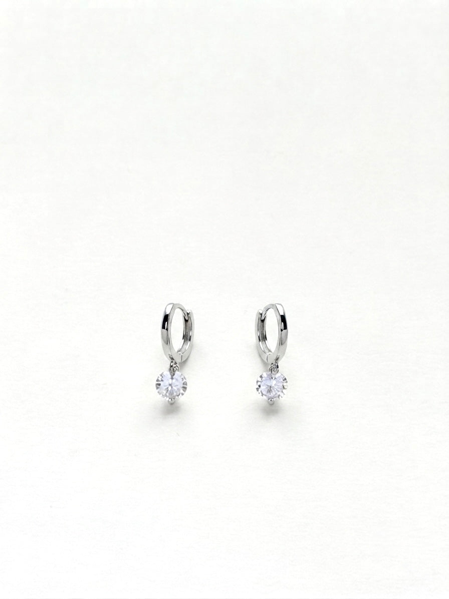 SOLITAIRE ZIRCON DROP HUGGER HOOPS