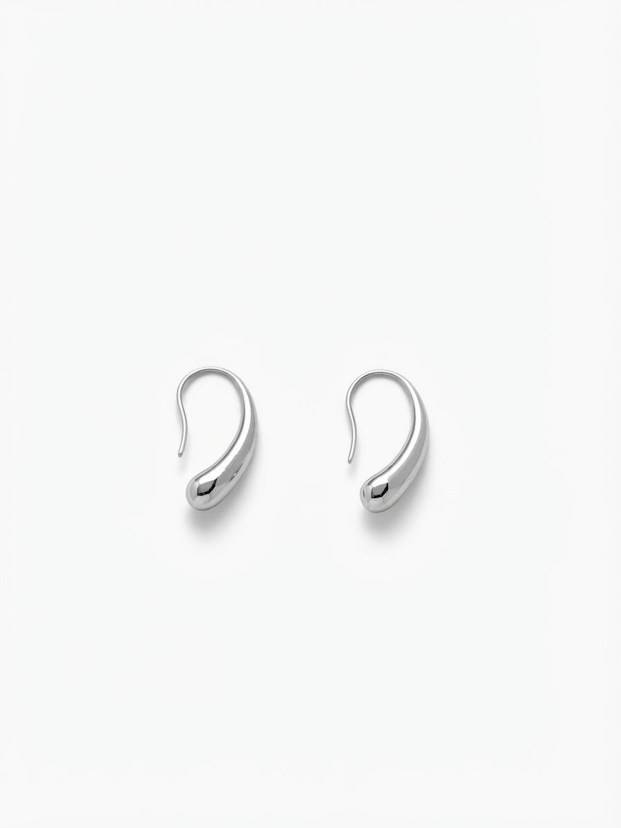 SILVER TEARDROP HOOK EARRINGS