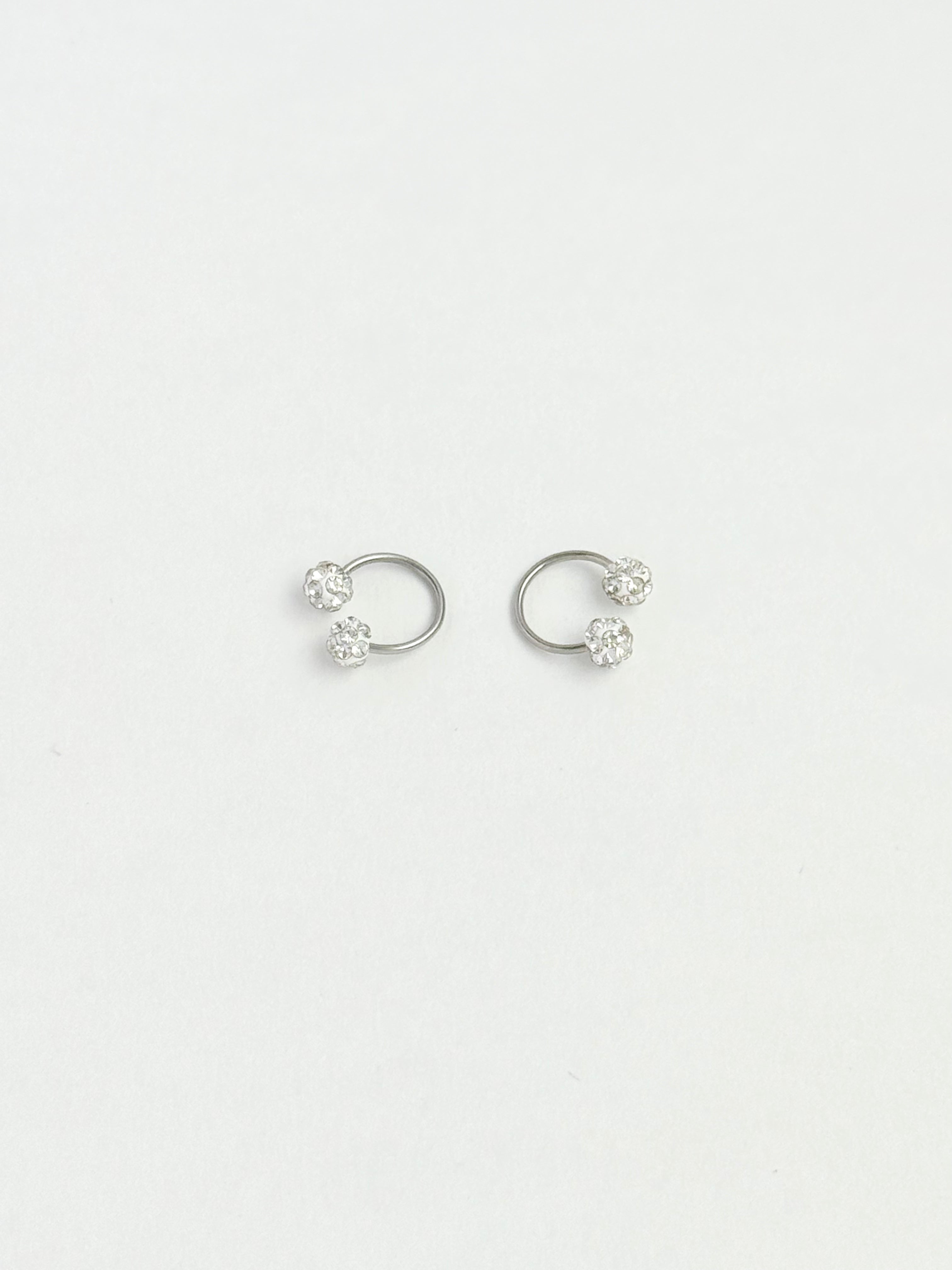 SILVER PAVÉ BALL HORSESHOE HOOP EARRINGS