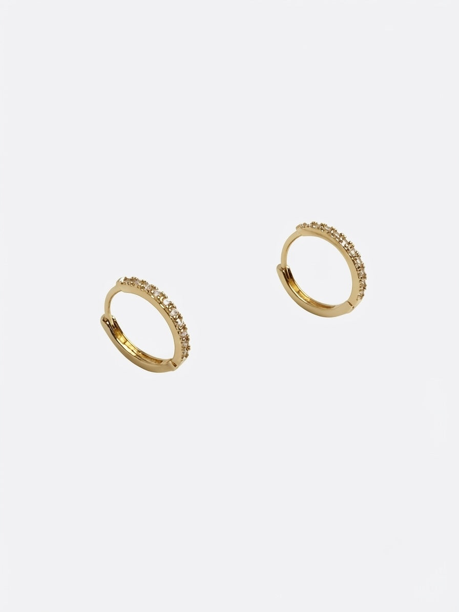 GOLD PAVÉ HUGGER HOOP EARRINGS