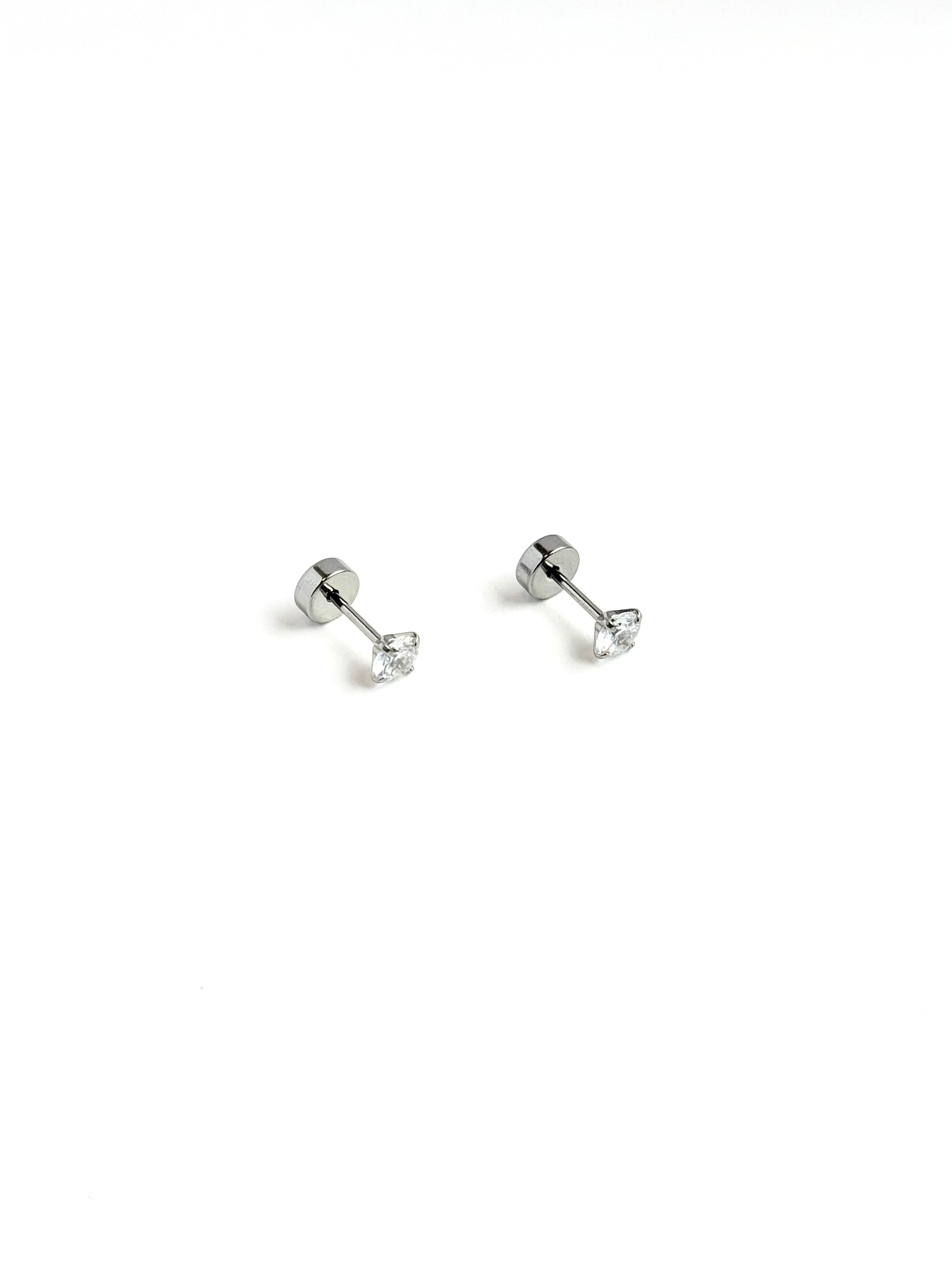 SILVER CUBIC ZIRCONIA FLAT BACK STUDS