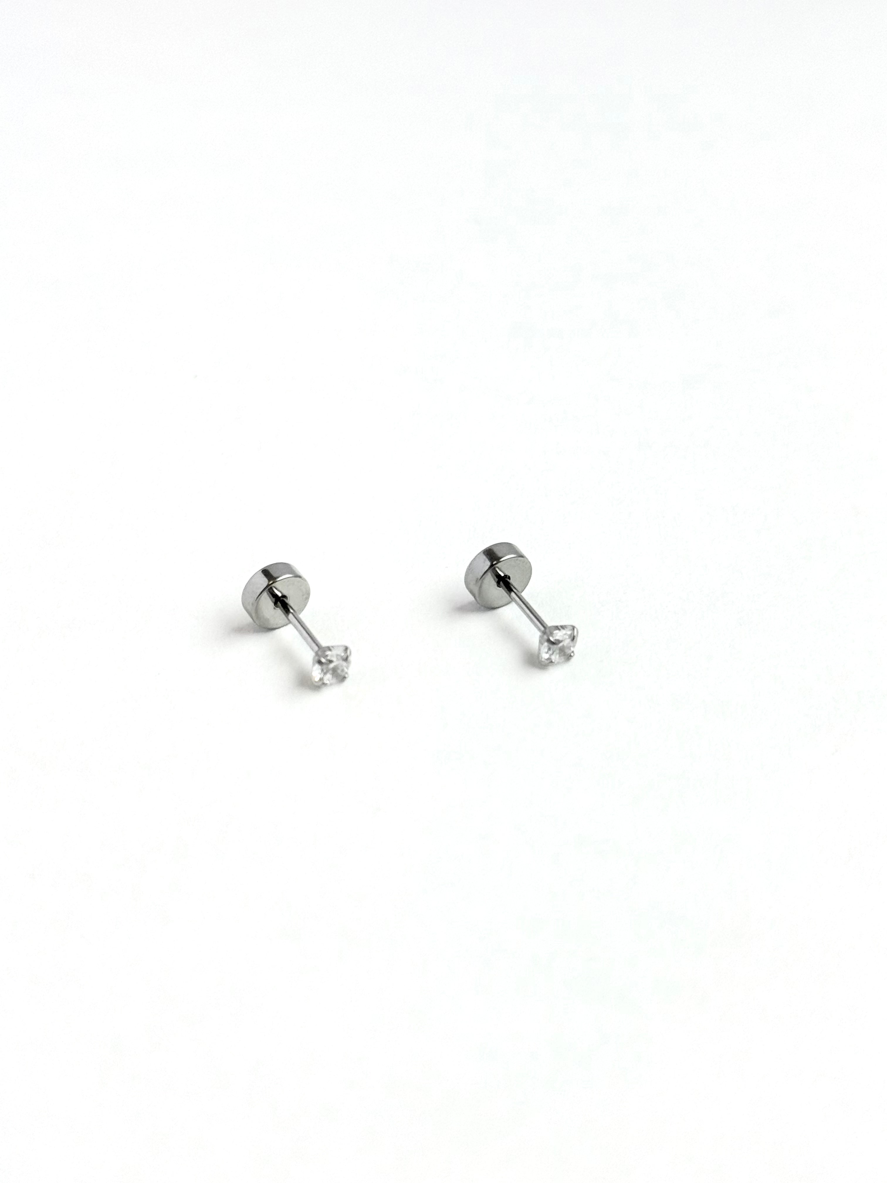 SILVER CUBIC ZIRCONIA FLAT BACK STUDS