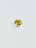 GOLD QUILTED AND PAVÉ DOUBLE EAR CUFF