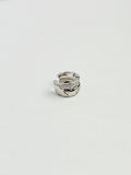 SILVER QUILTED AND PAVÉ DOUBLE EAR CUFF