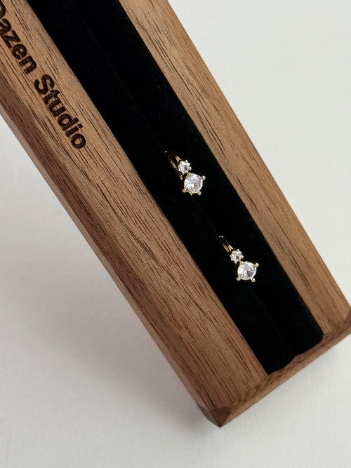 DUO STARBURST ZIRCON HUGGER HOOPS