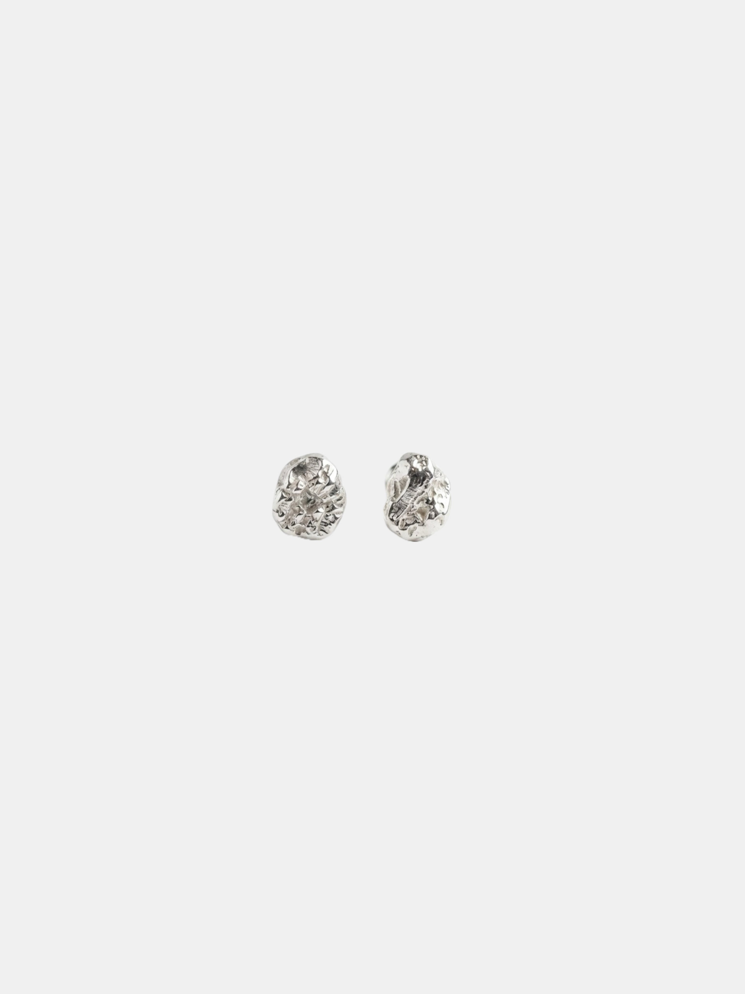 SILVER TEXTURED NUGGET STUD EARRINGS