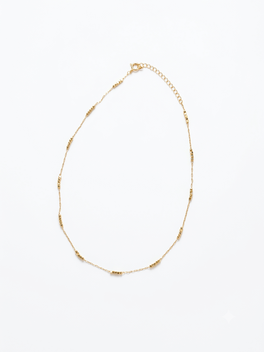 GOLD GEOMETRIC CUBE STATION NECKLACE