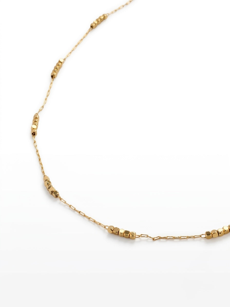 GOLD GEOMETRIC CUBE STATION NECKLACE