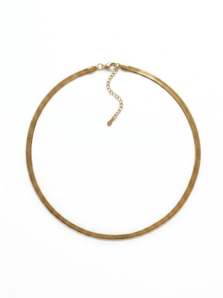 FLAT HERRINGBONE SNAKE CHAIN NECKLACE