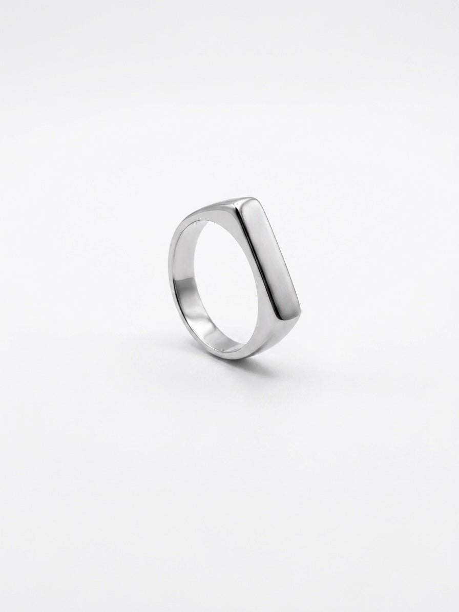 SILVER GEOMETRIC RECTANGLE BAND RING