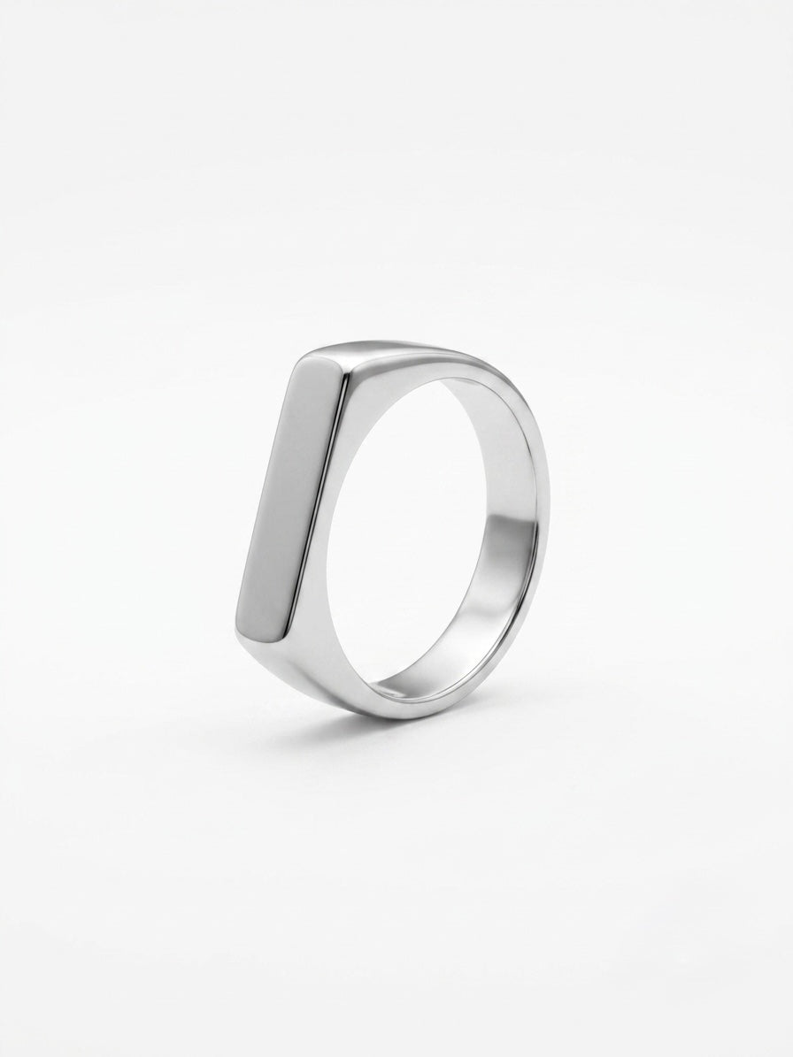 SILVER GEOMETRIC RECTANGLE BAND RING