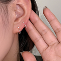 SILVER PAVÉ MICRO J-HOOP STUD EARRINGS