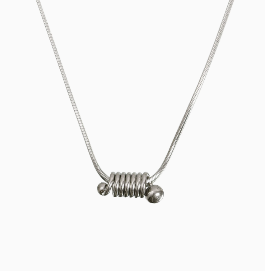 SILVER COIL SLIDER SNAKE CHAIN NECKLACE