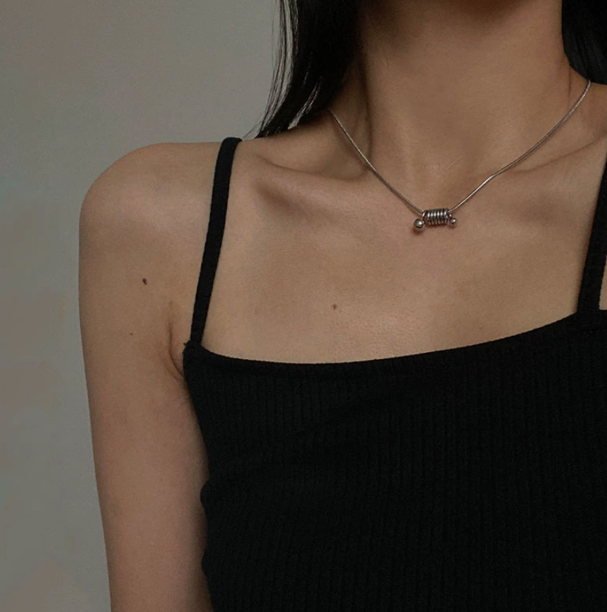 SILVER COIL SLIDER SNAKE CHAIN NECKLACE